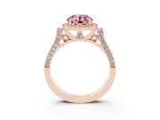 Round Pavé Halo Engagement Ring Setting for a Fancy Pink Lab-Grown Diamond | Rose Gold