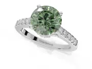 Round Pavé Solitaire Engagement Ring Setting for a Fancy Green Lab-Grown Diamond | Crossover Gallery | Platinum