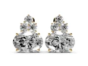 Oval Lab-Grown Diamond East-West Cluster Stud Earrings | Round Accent Trio | Yellow Gold
