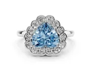Heart-Shaped Scalloped Cluster Halo Engagement Ring Setting for a Fancy Blue Lab-Grown Diamond | Plain Band | Platinum