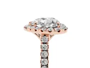 Heart-Shaped Raised Halo Engagement Ring Setting | Pave Band | Rose Gold
