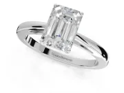 Emerald Cut Cathedral Solitaire Engagement Ring Setting | Open Shoulders | Platinum