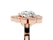 Heart-Shaped Vintage Milgrain Bezel Cluster Halo Engagement Ring Setting | Plain Band | Rose Gold