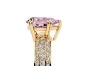 Pear-Shaped Three Row Pave Engagement Ring Setting for a Fancy Pink Lab-Grown Diamond | Yellow Gold