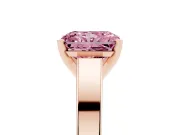 Fancy Pink Radiant Cut Diamond Solitaire Engagement Ring Set in Rose gold with Prong Setting and Tapered Band