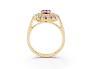 Emerald Cut Floral Double Halo Engagement Ring Setting for a Fancy Pink Lab-Grown Diamond | Plain Band | Yellow Gold