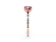 Princess Cut Pave Engagement Ring Setting for a Fancy Pink Lab-Grown Diamond | Slim Band | Rose Gold