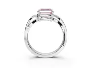 Asscher Cut Bypass Solitaire Engagement Ring Setting for a Fancy Pink Lab-Grown Diamond | Pavé Strands | Sterling Silver