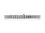 Round Lab-Grown Diamond Double Row Tennis Bracelet | Aligned Rows | Sterling Silver
