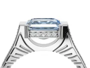 Asscher Cut Vintage Cathedral Engagement Ring Setting for a Fancy Blue Lab-Grown Diamond | Carved Band | Sterling Silver