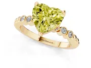 Heart-Shaped Beaded Engagement Ring Setting for a Fancy Yellow Lab-Grown Diamond | Yellow Gold