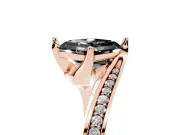 Fancy Black Asscher Cut Diamond Solitaire Ring Set in Rose gold with Intertwined Pavé Twist Band