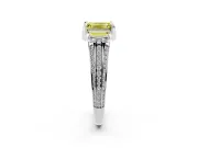 Fancy Yellow Emerald Cut Diamond Pavé Split Shank Solitaire Ring Set in Platinum with Prong Setting