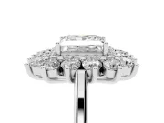 Princess Cut Floral Double Halo Engagement Ring Setting | Plain Band | White Gold