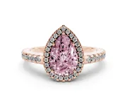 Pear-Shaped Pave Halo Engagement Ring Setting for a Fancy Pink Lab-Grown Diamond | Rose Gold
