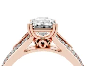 Emerald Cut Pave Split Shank Engagement Ring Setting | Double Claw Prongs | Rose Gold
