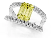 Emerald Cut Split Shank Pavé Engagement Ring Setting for a Fancy Yellow Lab-Grown Diamond | Platinum