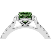 Emerald Cut Floral Petal Engagement Ring Setting for a Fancy Green Lab-Grown Diamond | Petal Accents | Platinum