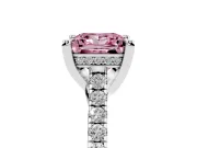 Princess Cut Hidden Halo Pave Engagement Ring Setting for a Fancy Pink Lab-Grown Diamond | Claw Prongs | White Gold