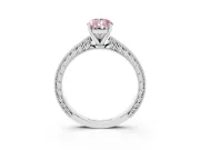 Pear-Shaped Engraved Engagement Ring Setting for a Fancy Pink Lab-Grown Diamond | Sterling Silver