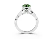 Round Vine Engagement Ring Setting for a Fancy Green Lab-Grown Diamond | Sterling Silver
