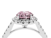 Oval Halo Engagement Ring Setting for a Fancy Pink Lab-Grown Diamond | Pave Shoulders | Sterling Silver