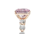 Radiant Cut Graduated Side Stone Engagement Ring Setting for a Fancy Pink Lab-Grown Diamond | Rose Gold