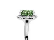 Oval Halo Engagement Ring Setting for a Fancy Green Lab-Grown Diamond | Plain Polished Band | Sterling Silver