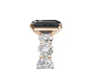 Emerald Cut Side Stone Engagement Ring Setting for a Black Center | Rose Gold