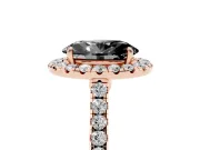 Oval Halo Engagement Ring Setting for a Black Center | Pavé Shoulders | Rose Gold