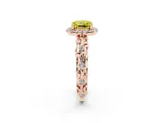 Cushion Cut Leaf Halo Engagement Ring Setting for a Fancy Yellow Lab-Grown Diamond | Bezel Accents | Rose Gold