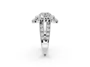 Round Double Halo Split Shank Engagement Ring Setting | Multi-Row Pavé | White Gold