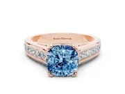 Cushion Cut Channel Engagement Ring Setting for a Fancy Blue Lab-Grown Diamond | Rose Gold - Design NV-24671