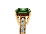 Asscher Cut Engraved Engagement Ring Setting for a Fancy Green Lab-Grown Diamond | Yellow Gold