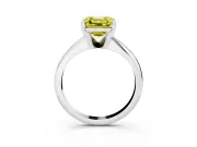 Fancy Yellow Asscher Cut Diamond Solitaire Ring Set in White gold with Prong Setting on a Plain Round Band