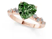 Fancy Green Heart Cut Diamond Cluster Solitaire Ring Set in Rose gold with Prong Setting