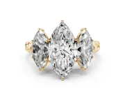 Marquise Three Stone Engagement Ring Setting | Braided Band | Yellow Gold