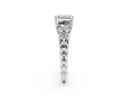 Emerald Cut Three Stone Engagement Ring Setting | Braided Band | Sterling Silver