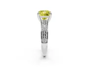 Princess Cut Three Row Pave Engagement Ring Setting for a Fancy Yellow Lab-Grown Diamond | Double Claws | White Gold