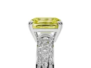 Emerald Cut Three Row Pave Engagement Ring Setting for a Fancy Yellow Lab-Grown Diamond | Platinum