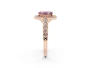 Emerald Cut Graduated Milgrain Halo Engagement Ring Setting for a Fancy Pink Lab-Grown Diamond | Rose Gold