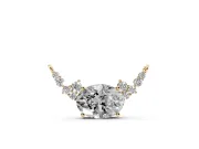 Oval Lab-Grown Diamond East-West Pendant Necklace | Round Accent Arcs | Yellow Gold