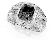 Fancy Black Radiant Cut Diamond Art Deco Ring Set in Silver with Pavé Split Shank