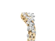Round Diamond Curved Wedding Band Set in Yellow gold with Pavé Shared Prong Setting