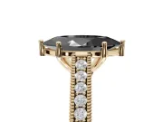 Marquise Vintage Pavé Engagement Ring Setting for a Black Center | Yellow Gold