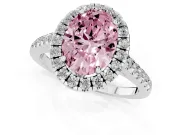 Oval Raised Halo Engagement Ring Setting for a Fancy Pink Lab-Grown Diamond | Sterling Silver