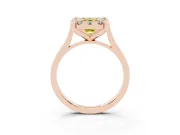 Emerald Cut Claw Corner Halo Engagement Ring Setting for a Fancy Yellow Lab-Grown Diamond | Slim Plain Band | Rose Gold