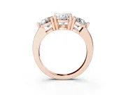 Oval Cut Diamond Three-Stone Ring Set in Rose gold with Prong Setting and Classic Band