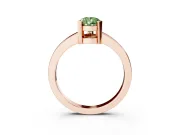Fancy Green Pear Cut Diamond Solitaire Ring Set in Rose gold with Prong Head and Smooth Polished Band