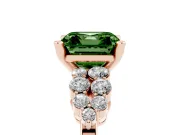 Fancy Green Asscher Cut Diamond Cluster Engagement Ring Set in Rose gold with Pavé Band and Prong Setting